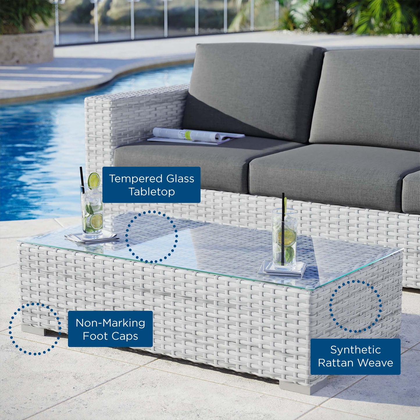 Modway Convene Outdoor Coffee Table for Patio