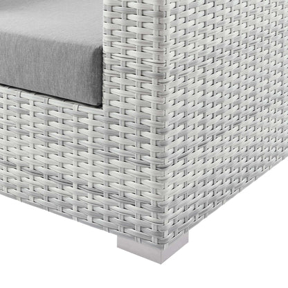 Convene Outdoor Patio Sofa by Modway, gray woven rattan frame with light gray cushion on Tampa Home & Garden Store