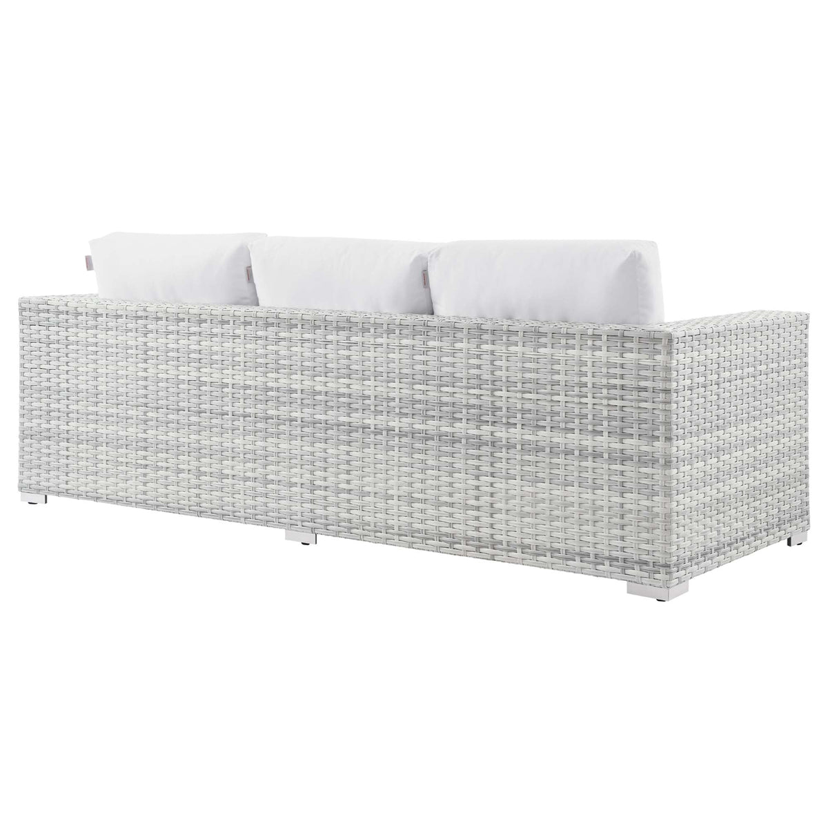 Convene Outdoor Patio Sofa by Modway, white wicker frame with white cushions on Tampa Home & Garden Store