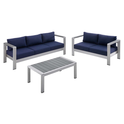 Shore 3 Piece Aluminum Outdoor Patio Set