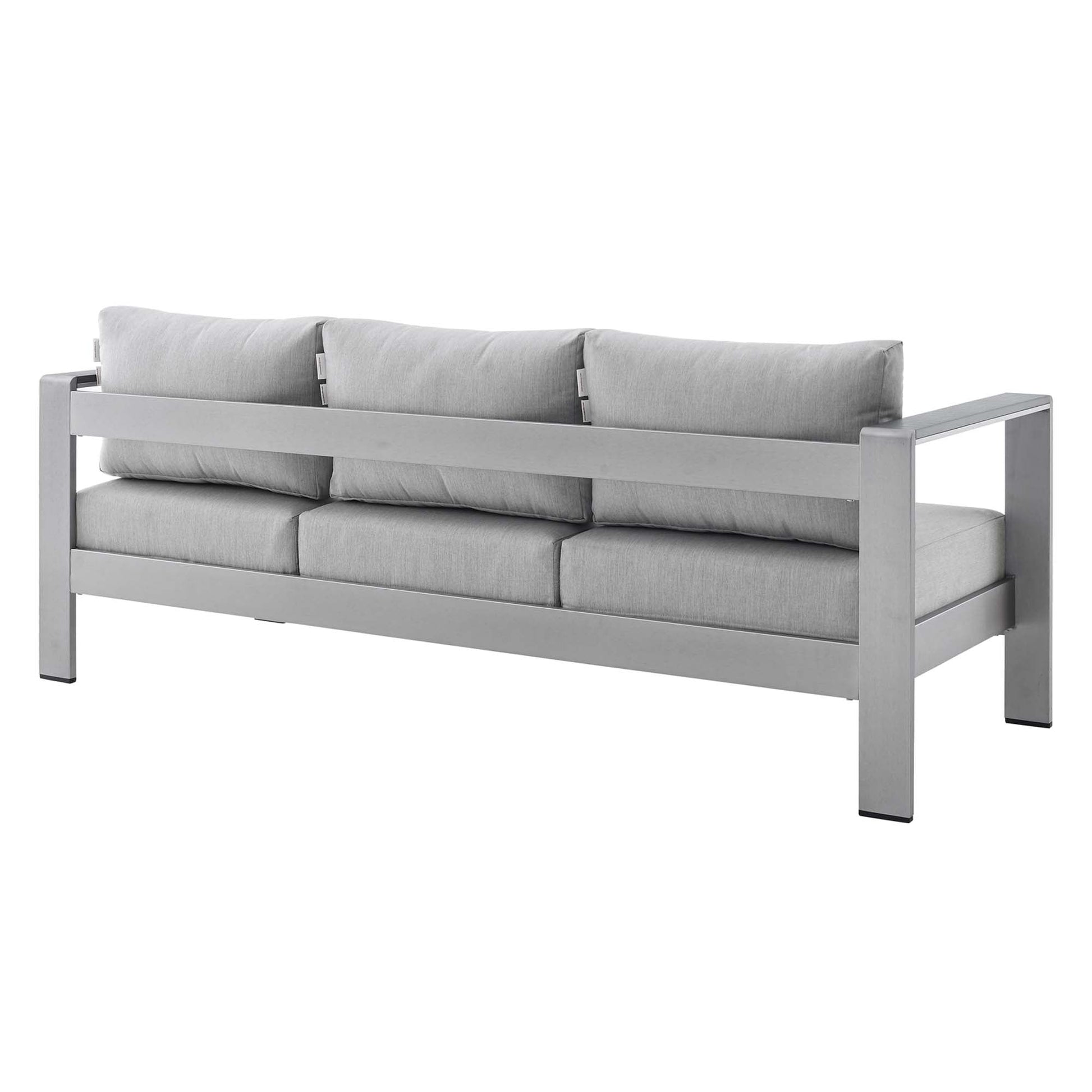 Shore 7 Piece Sunbrella outdoor patio set with aluminum frame and gray cushions by Modway on Tampa Home & Garden Store