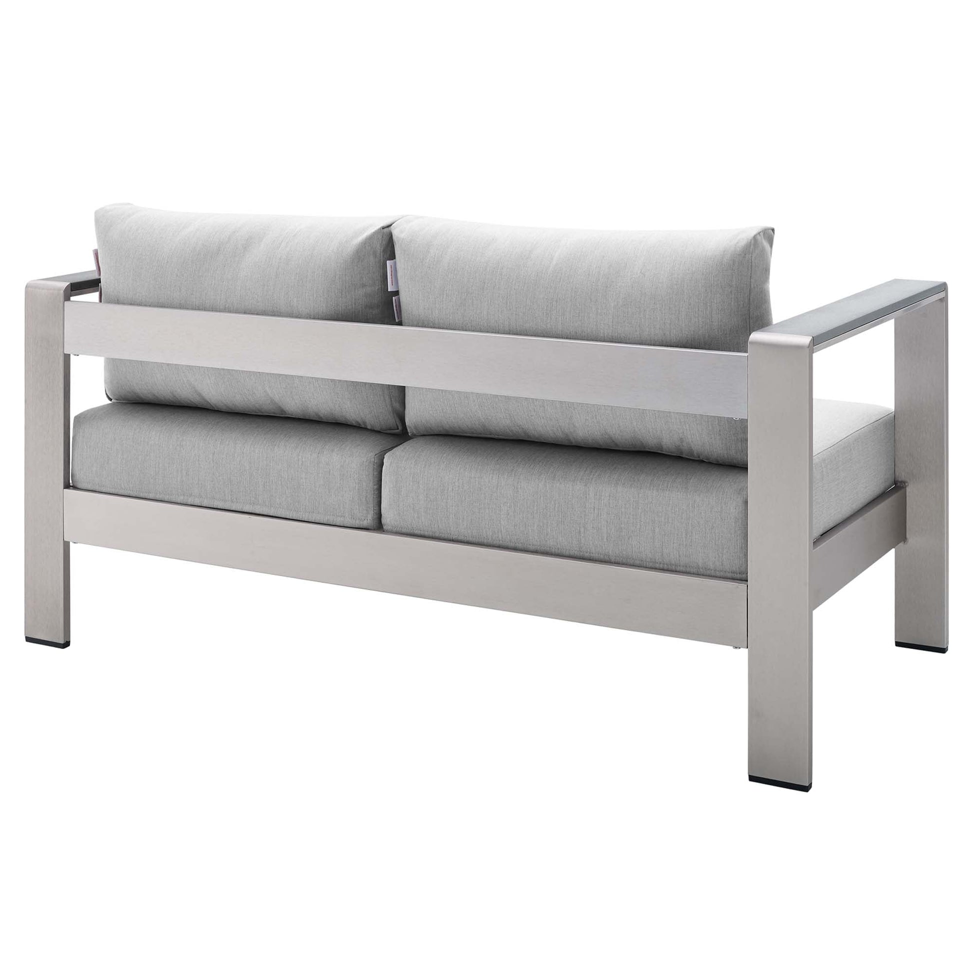 Shore 7 Piece Sunbrella Fabric Outdoor Patio Aluminum Set with gray cushions on Tampa Home & Garden Store