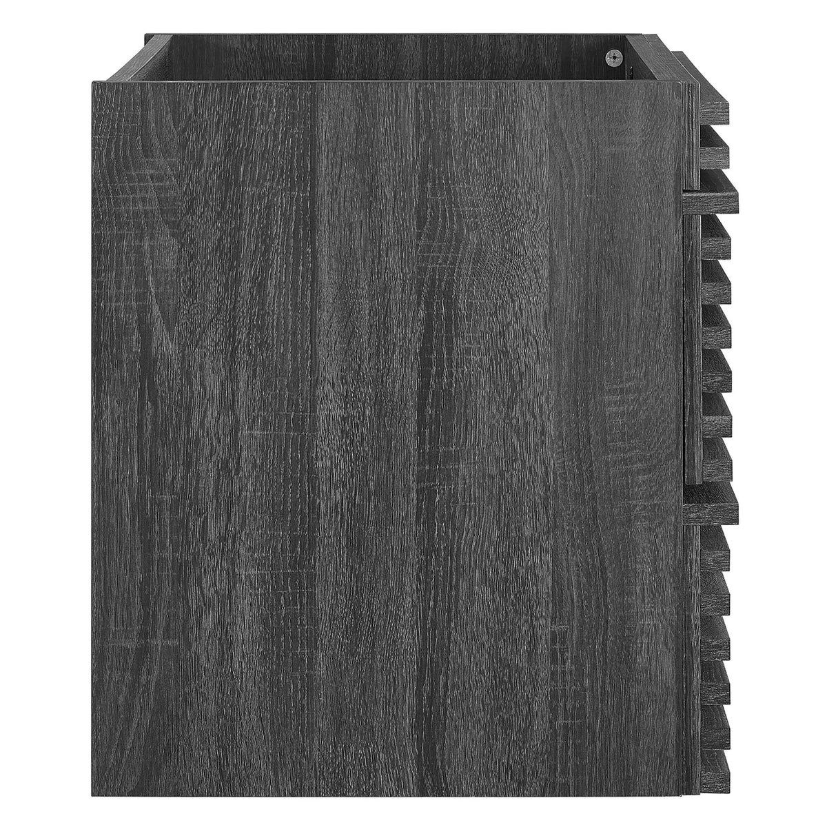 Render wall-mount bathroom vanity cabinet espresso wood with slats on Tampa Home & Garden Store