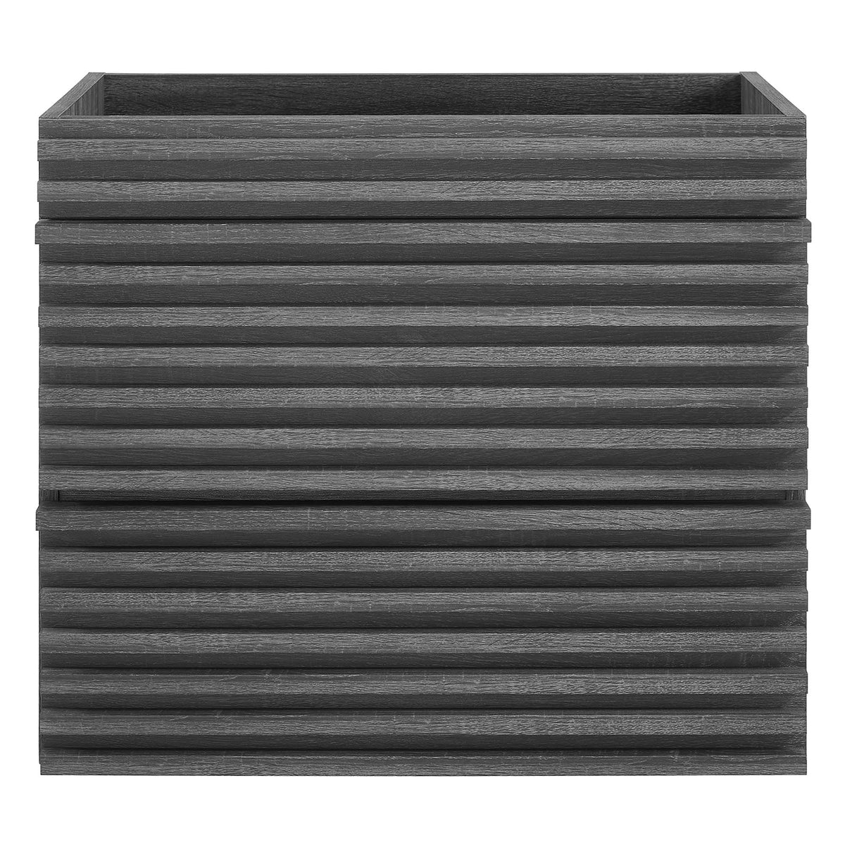 Render wall-mount bathroom vanity cabinet, dark gray wood, slatted exterior by HouseOfZazla on Tampa Home & Garden Store