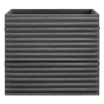 Render wall-mount bathroom vanity cabinet, dark gray wood, slatted exterior by HouseOfZazla on Tampa Home & Garden Store
