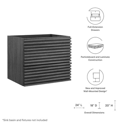 Render wall-mount bathroom vanity cabinet in dark wood slat finish on Tampa Home & Garden Store