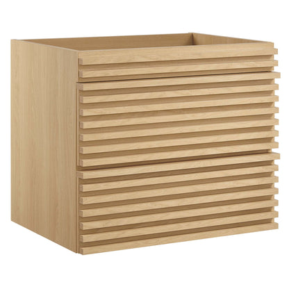 Render wall-mount bathroom vanity cabinet in light oak with slatted fronts HouseOfZazla on Tampa Home & Garden Store