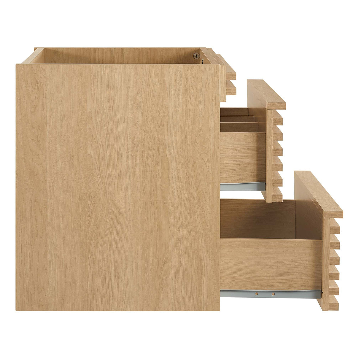 Render wall-mount bathroom vanity cabinet by Modway in oak finish with side-drawer stacks on Tampa Home & Garden Store