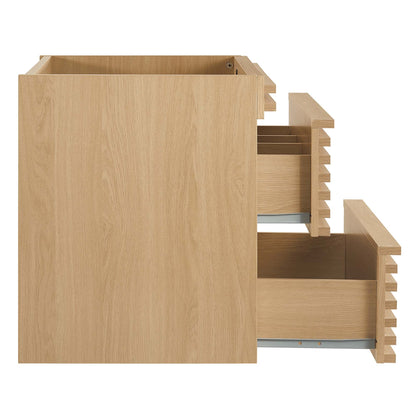 Render wall-mount bathroom vanity cabinet by Modway in oak finish with side-drawer stacks on Tampa Home & Garden Store