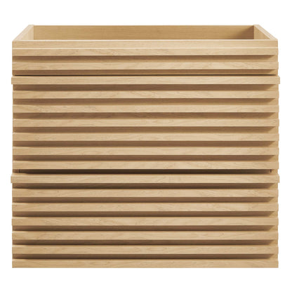 Render wall-mount bathroom vanity cabinet in natural oak with horizontal slats HouseOfZazla on Tampa Home & Garden Store