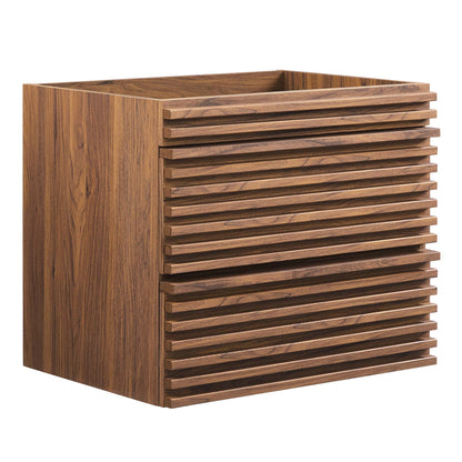 Render wall-mount bathroom vanity cabinet by Modway with walnut wood slatted front on Tampa Home & Garden Store
