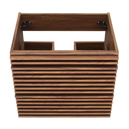 Render wall-mount bathroom vanity cabinet dark walnut finish with metal hinges on Tampa Home & Garden Store