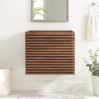 Render Wall-Mount Bathroom Vanity Cabinet by Modway in walnut slatted wood with mirror on Tampa Home & Garden Store