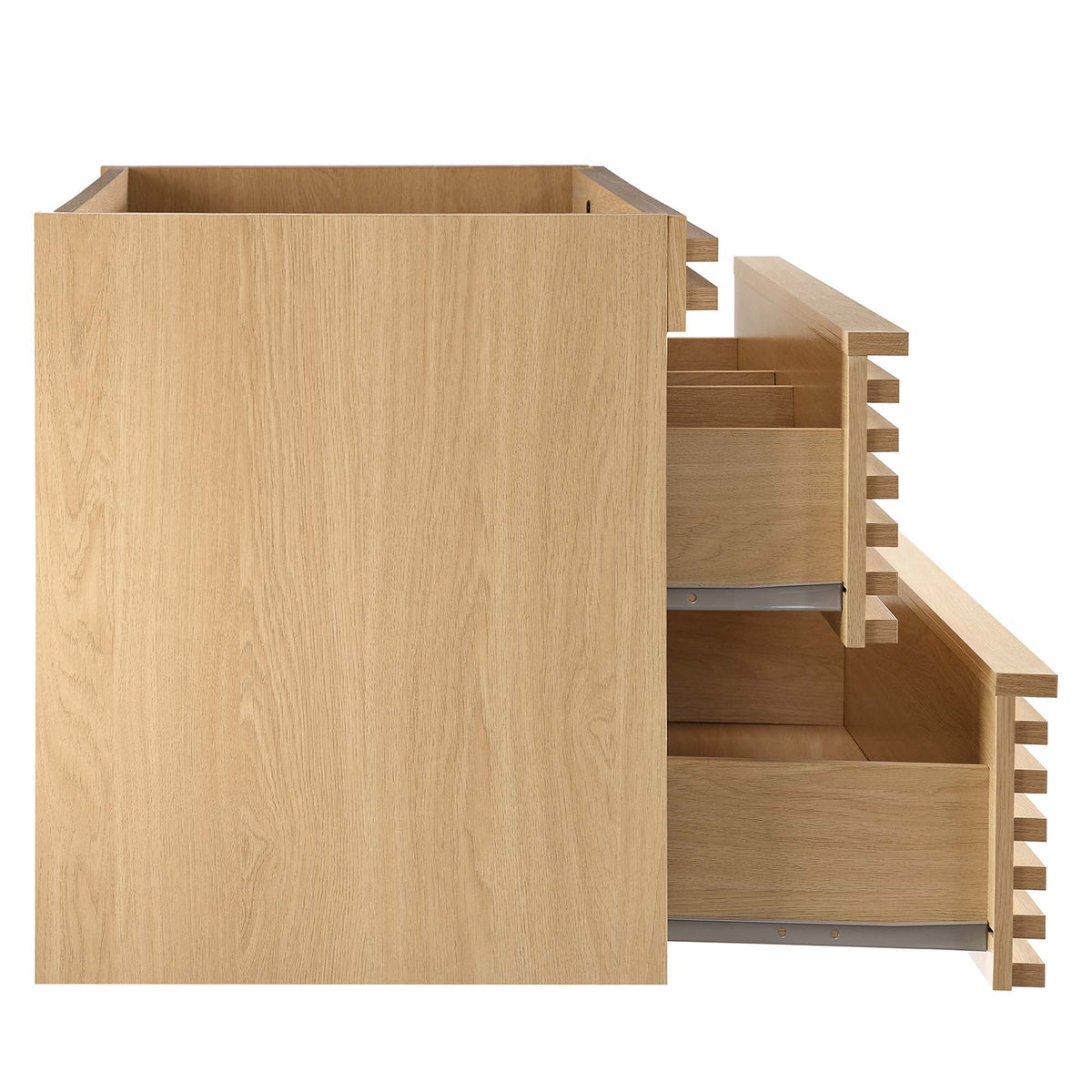 Modway Render wall-mount bathroom vanity cabinet in oak with right-side stacked drawers on Tampa Home & Garden Store