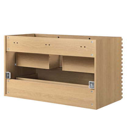 Render wall-mount bathroom vanity cabinet in natural oak finish by Modway for HouseOfZazla on Tampa Home & Garden Store