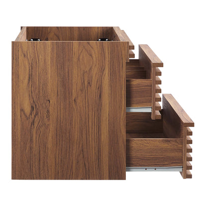 Render wall-mount bathroom vanity cabinet in walnut wood finish with stepped open shelves by Modway on Tampa Home & Garden Store