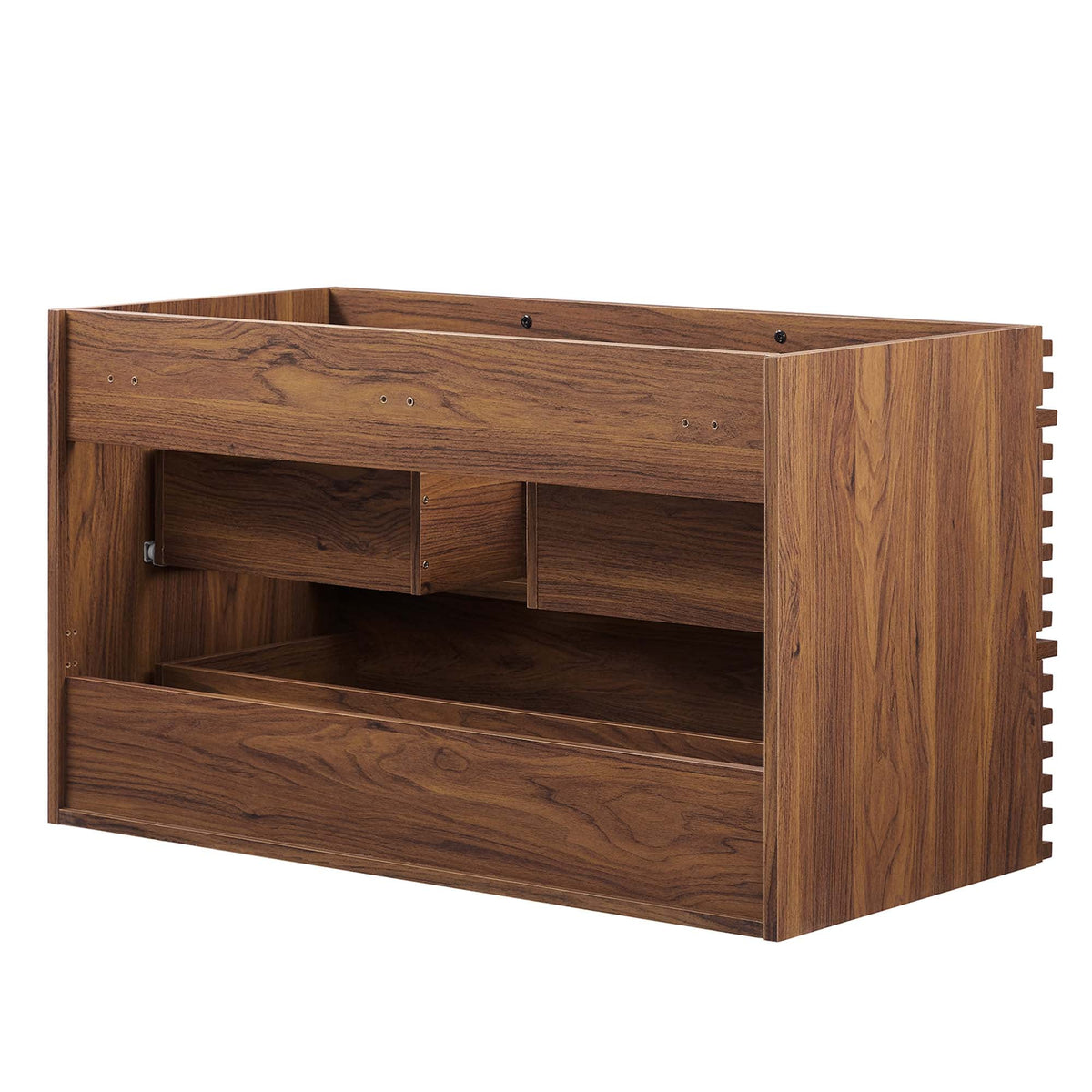 Render Wall-Mount Bathroom Vanity Cabinet by Modway warm walnut finish with open interior compartments on Tampa Home & Garden Store