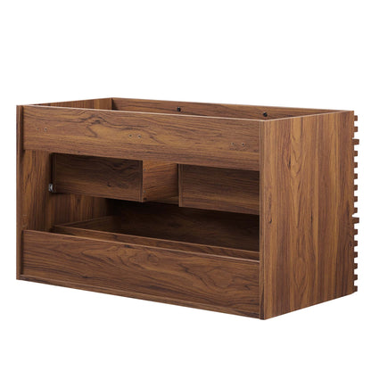Render Wall-Mount Bathroom Vanity Cabinet by Modway warm walnut finish with open interior compartments on Tampa Home & Garden Store