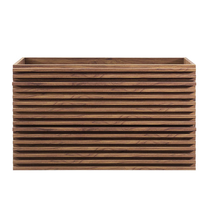 Render wall-mount bathroom vanity cabinet by Modway in warm walnut wood slat finish on Tampa Home & Garden Store