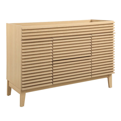 Render 48in single-sink bathroom vanity in natural oak with slatted front panels HouseOfZazla on Tampa Home & Garden Store