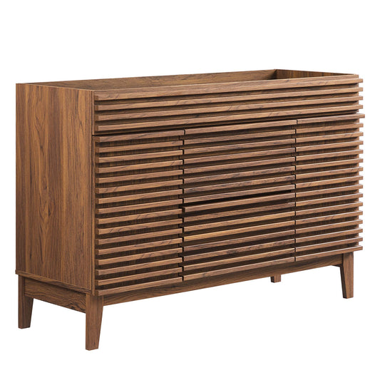 Render 48in single sink bathroom vanity cabinet in warm walnut wood slats by Modway on Tampa Home & Garden Store