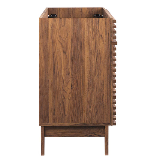 Render 48in single-sink bathroom vanity cabinet Modway in walnut wood with slatted side on Tampa Home & Garden Store