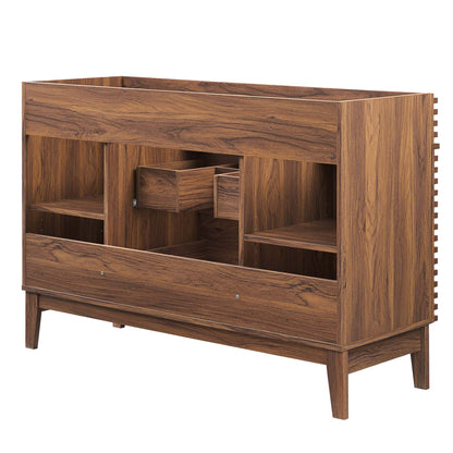 Modway Render 48in single sink vanity cabinet in wood finish with open shelves and drawers on Tampa Home & Garden Store