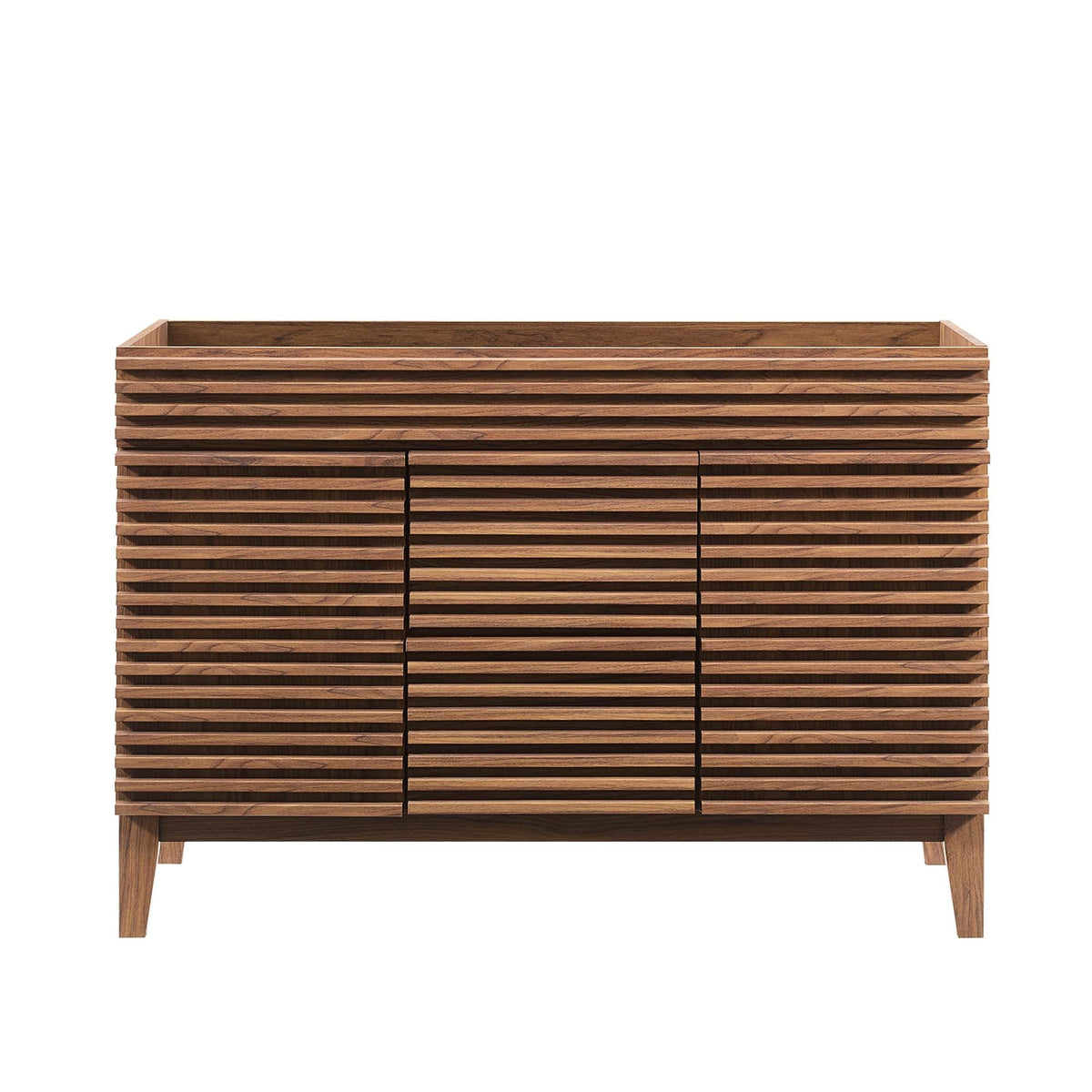 Render 48in double sink bathroom vanity cabinet with wooden slat exterior by HouseOfZazla on Tampa Home & Garden Store