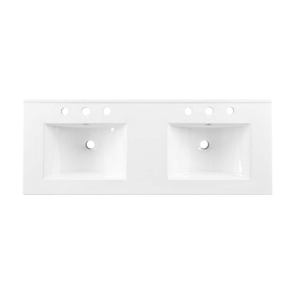Modway Cayman double basin bathroom sink white porcelain with dual basins faucet deck on Tampa Home & Garden Store