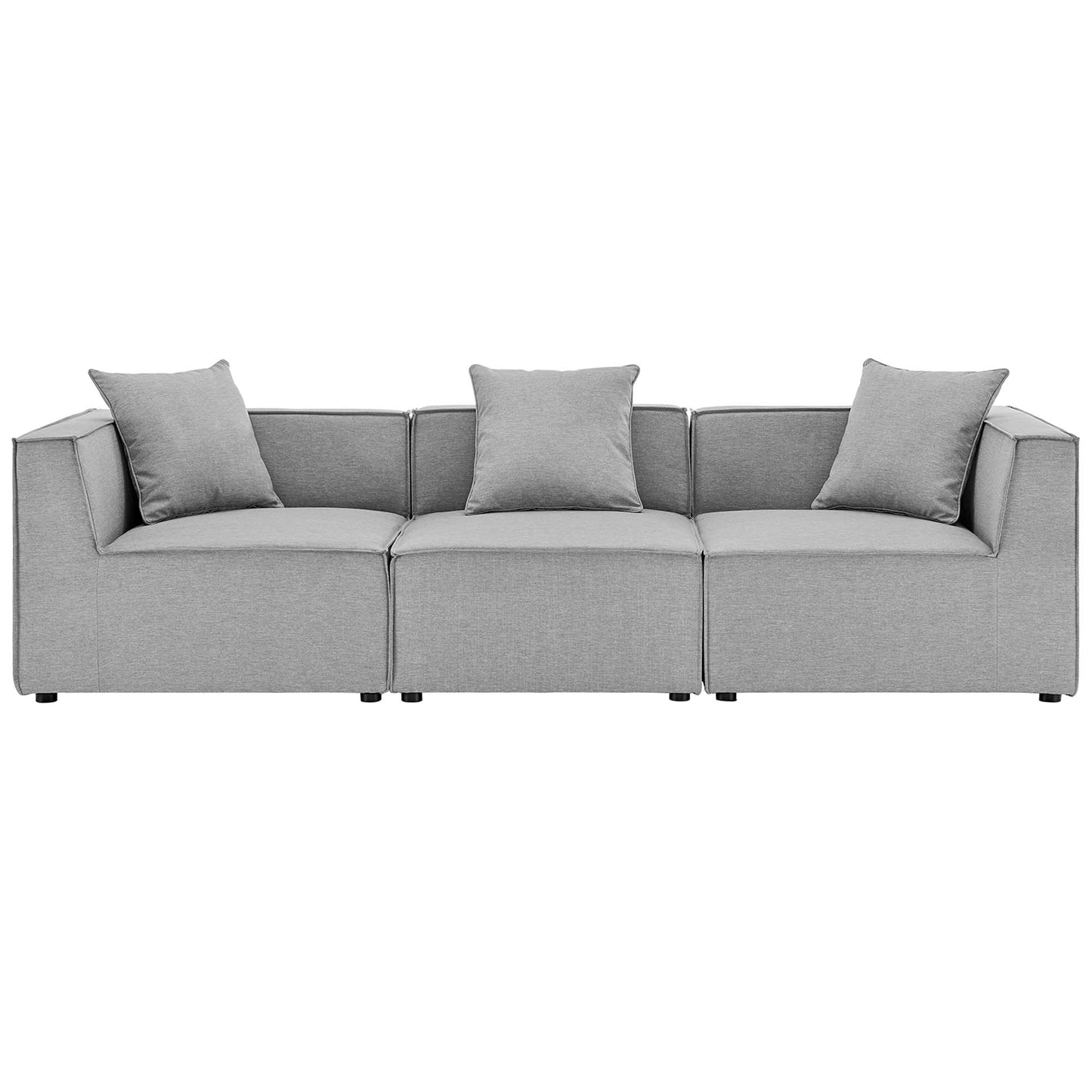 Saybrook 3-Piece outdoor upholstered sectional sofa in gray fabric on Tampa Home & Garden Store