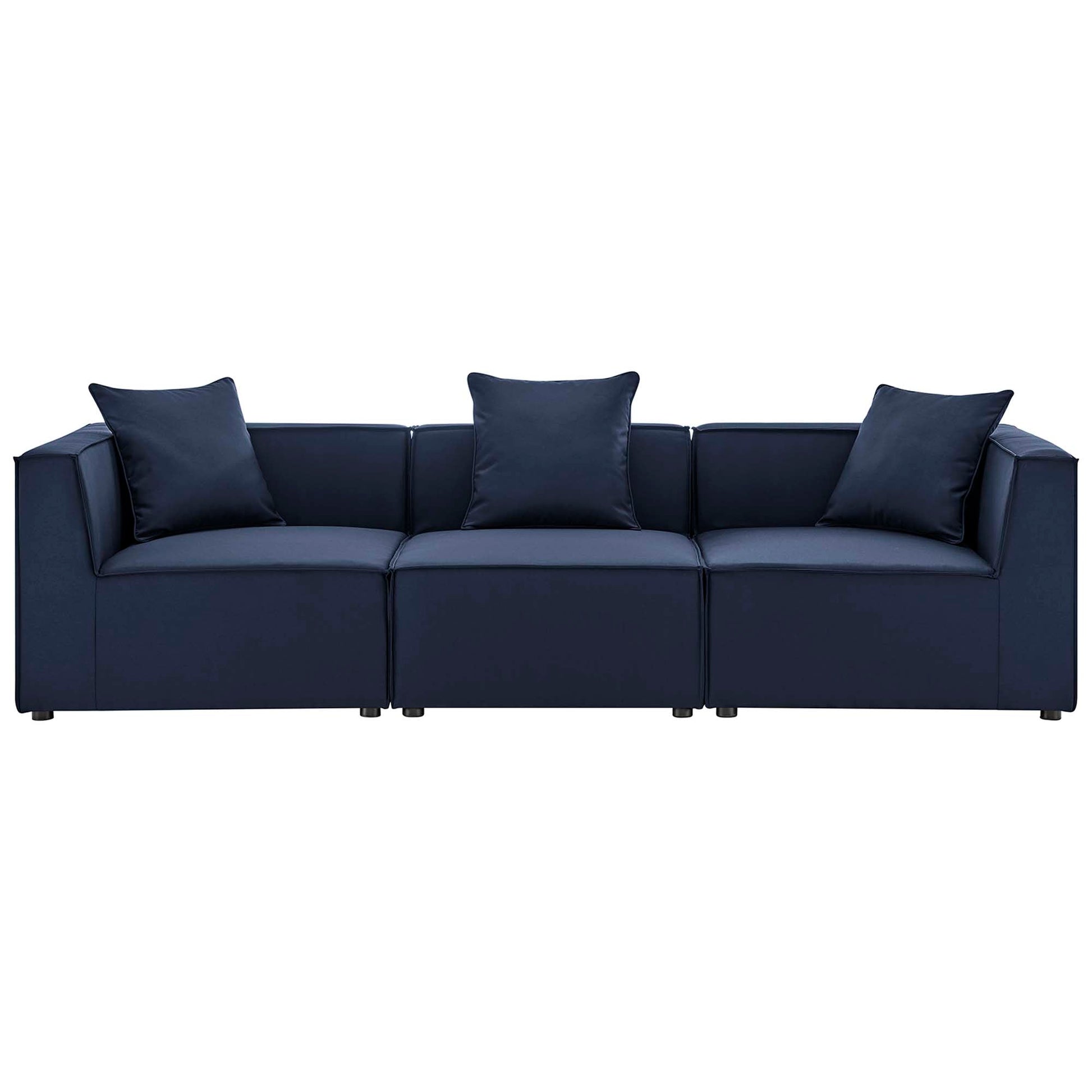 Saybrook 3-Piece Outdoor Patio Upholstered Sectional Sofa in navy by Modway on Tampa Home & Garden Store