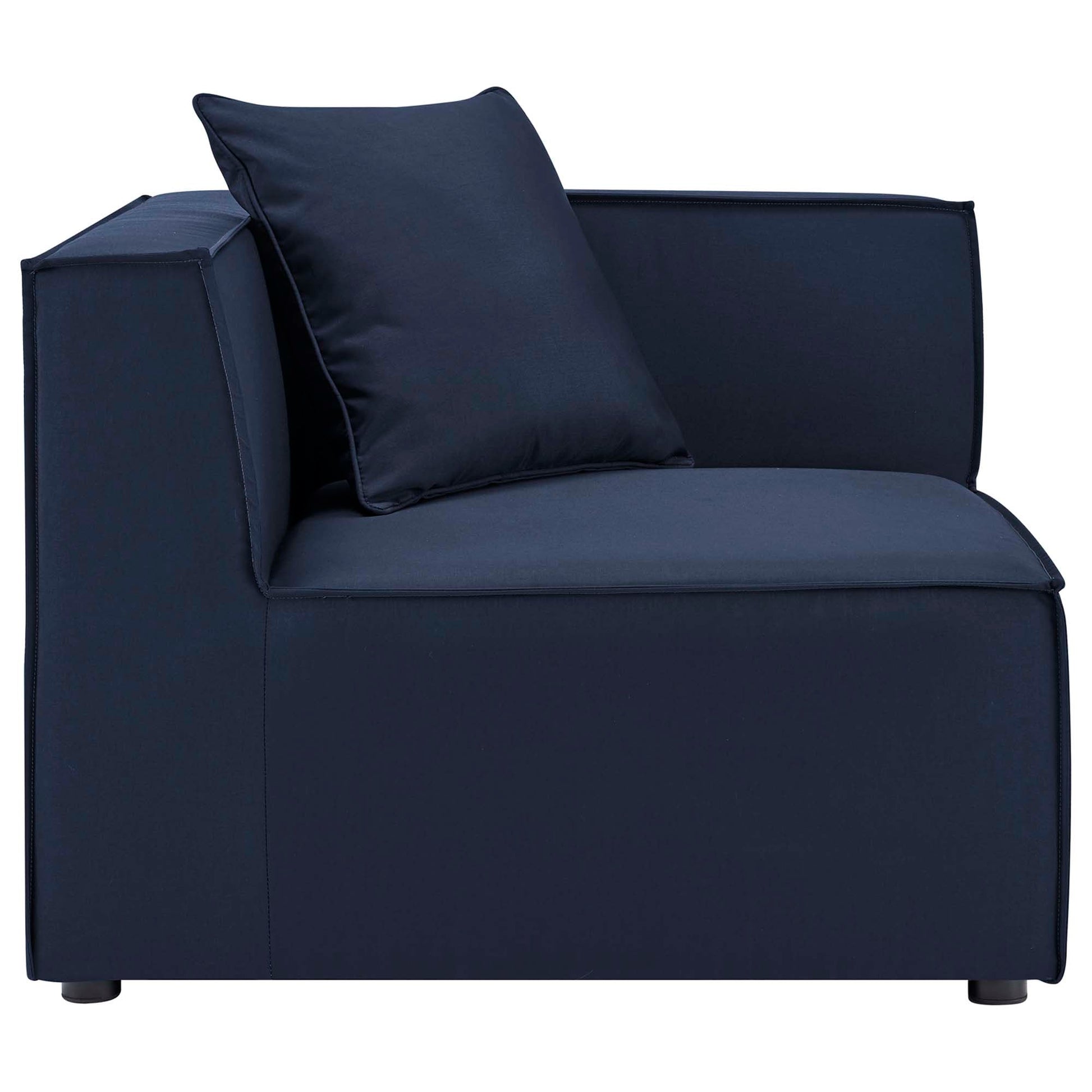 Saybrook 3-Piece Outdoor Patio Upholstered Sectional Sofa in navy blue fabric with cushions on Tampa Home & Garden Store