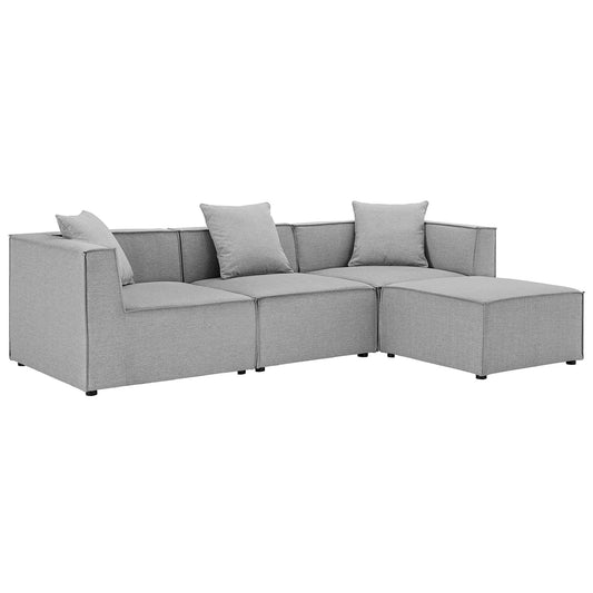 Saybrook 4-piece outdoor sectional sofa in gray fabric with plush cushions on Tampa Home & Garden Store
