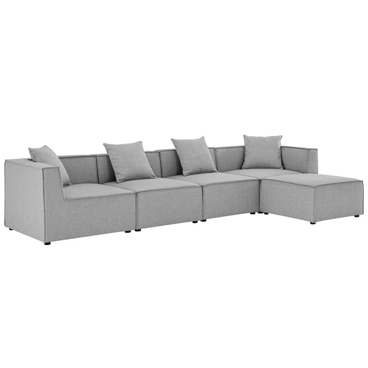 Saybrook 5-Piece outdoor sectional sofa in gray upholstery with cushions modular lounge set on Tampa Home & Garden Store
