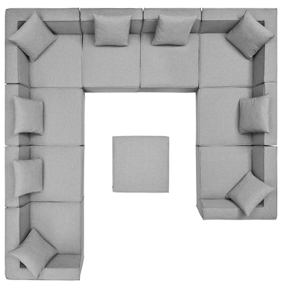 Saybrook 10-Piece outdoor sectional sofa gray upholstery; modular corner sections HouseOfZazla on Tampa Home & Garden Store