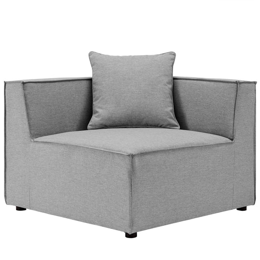 Saybrook 10-Piece Outdoor Patio Upholstered Sectional Sofa in gray fabric with plush cushions on Tampa Home & Garden Store