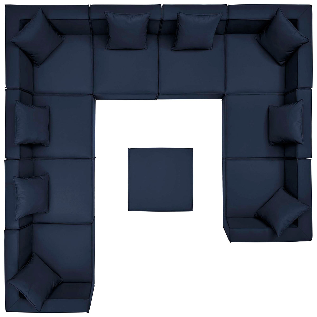 Saybrook 10-Piece Outdoor Sectional Sofa navy upholstery with plush cushions by Modway on Tampa Home & Garden Store