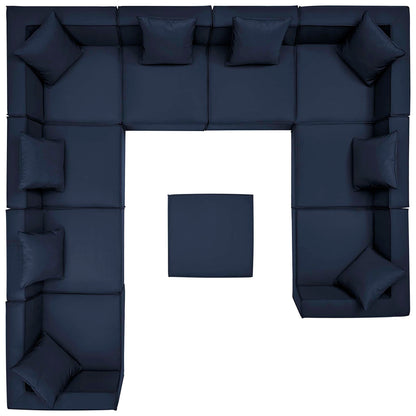 Saybrook 10-Piece Outdoor Sectional Sofa navy upholstery with plush cushions by Modway on Tampa Home & Garden Store