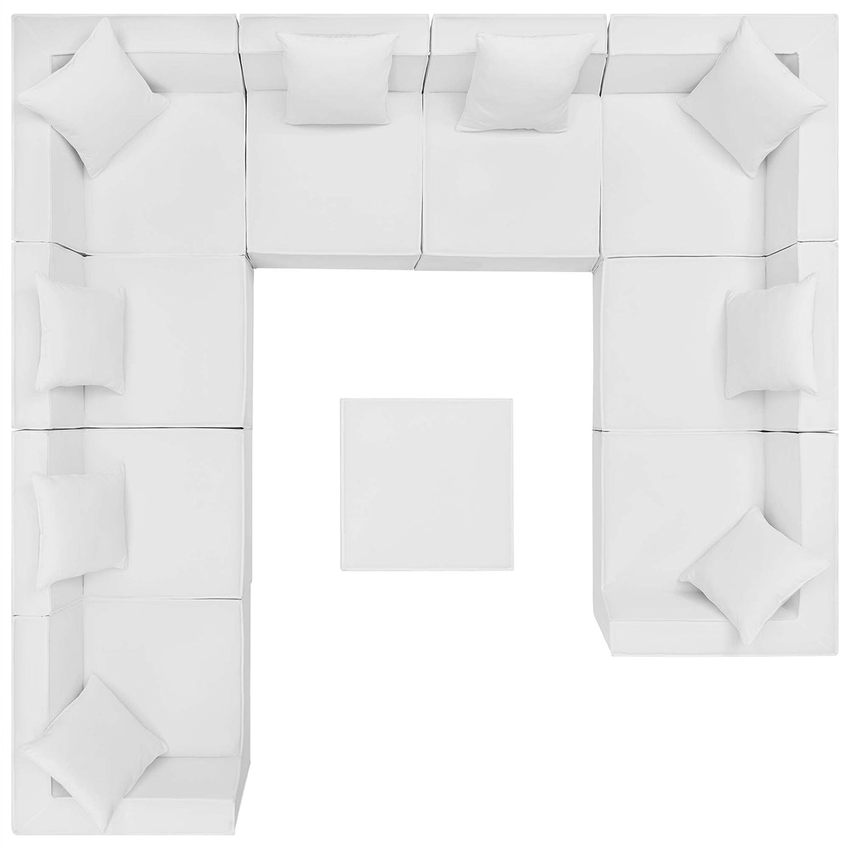 Saybrook 10-Piece Outdoor Patio Upholstered Sectional Sofa, white modular cushions on Tampa Home & Garden Store
