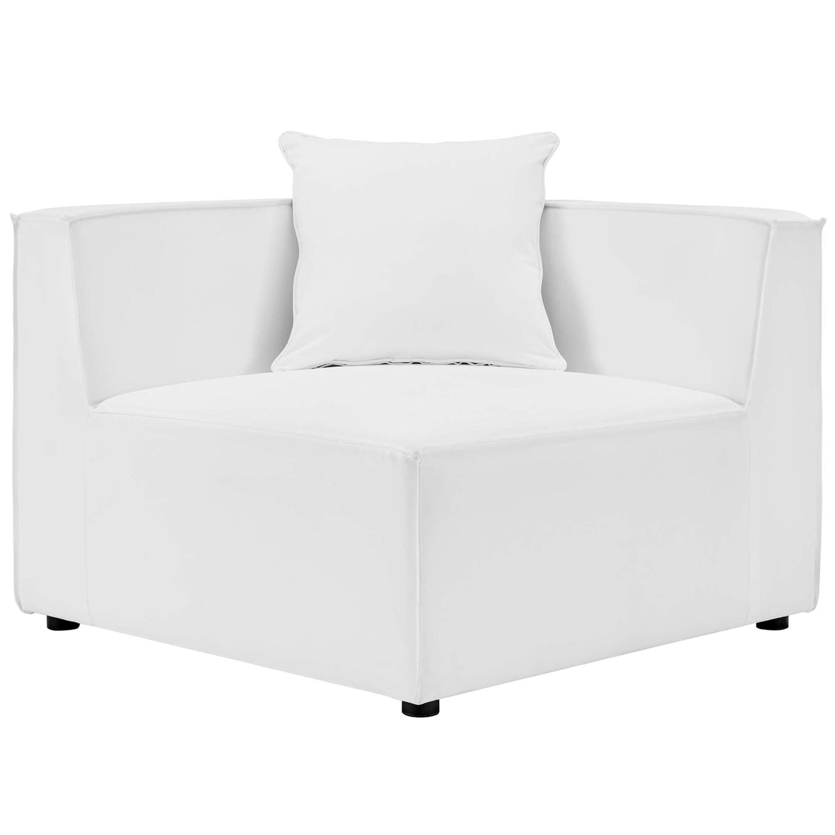 Saybrook 10-Piece Outdoor Sectional Sofa in white upholstery with black feet on Tampa Home & Garden Store
