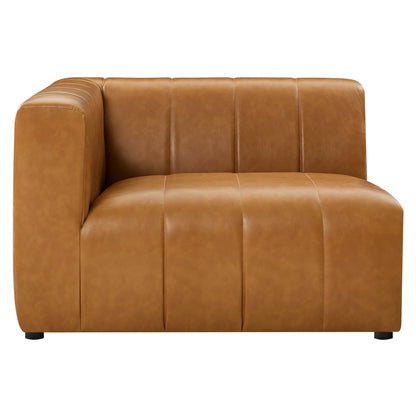 Bartlett vegan leather left-arm chair caramel brown with stitched panels by Modway on Tampa Home & Garden Store