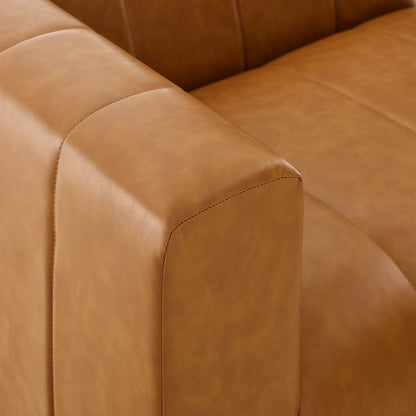 Bartlett vegan leather left-arm chair tan upholstery with visible stitched seams on Tampa Home & Garden Store