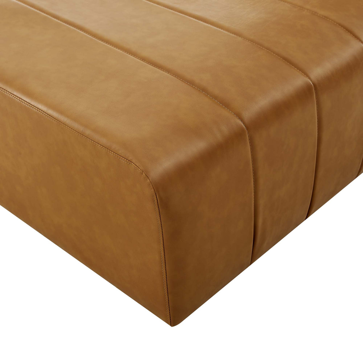 Bartlett vegan leather armless chair tan upholstery with stitched panels on Tampa Home & Garden Store