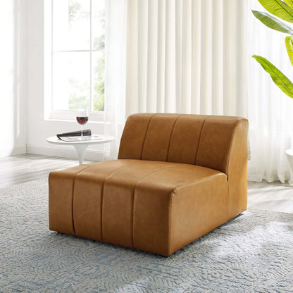Bartlett vegan leather armless chair by Modway in caramel tan in a bright living room on Tampa Home & Garden Store
