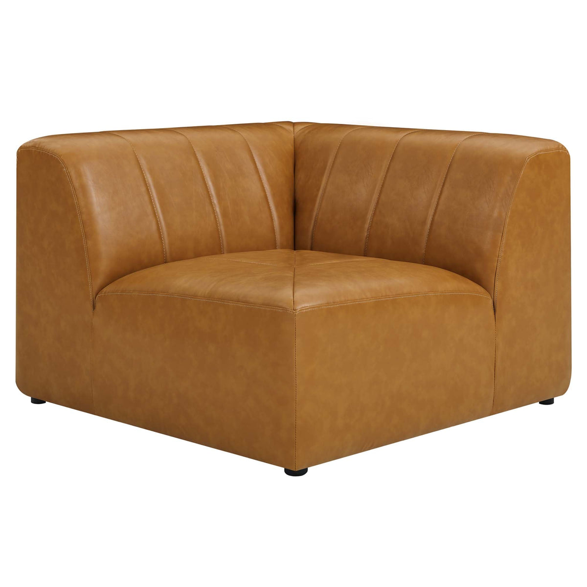 Bartlett vegan leather corner chair Modway tan with stitched paneling for living room on Tampa Home & Garden Store