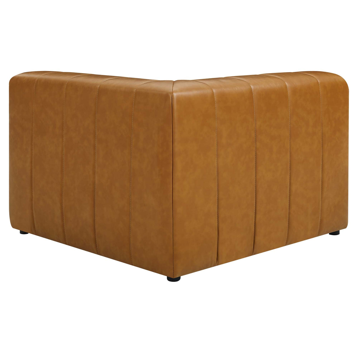 Bartlett vegan leather corner chair by Modway in caramel tan with vertical stitched panels on Tampa Home & Garden Store