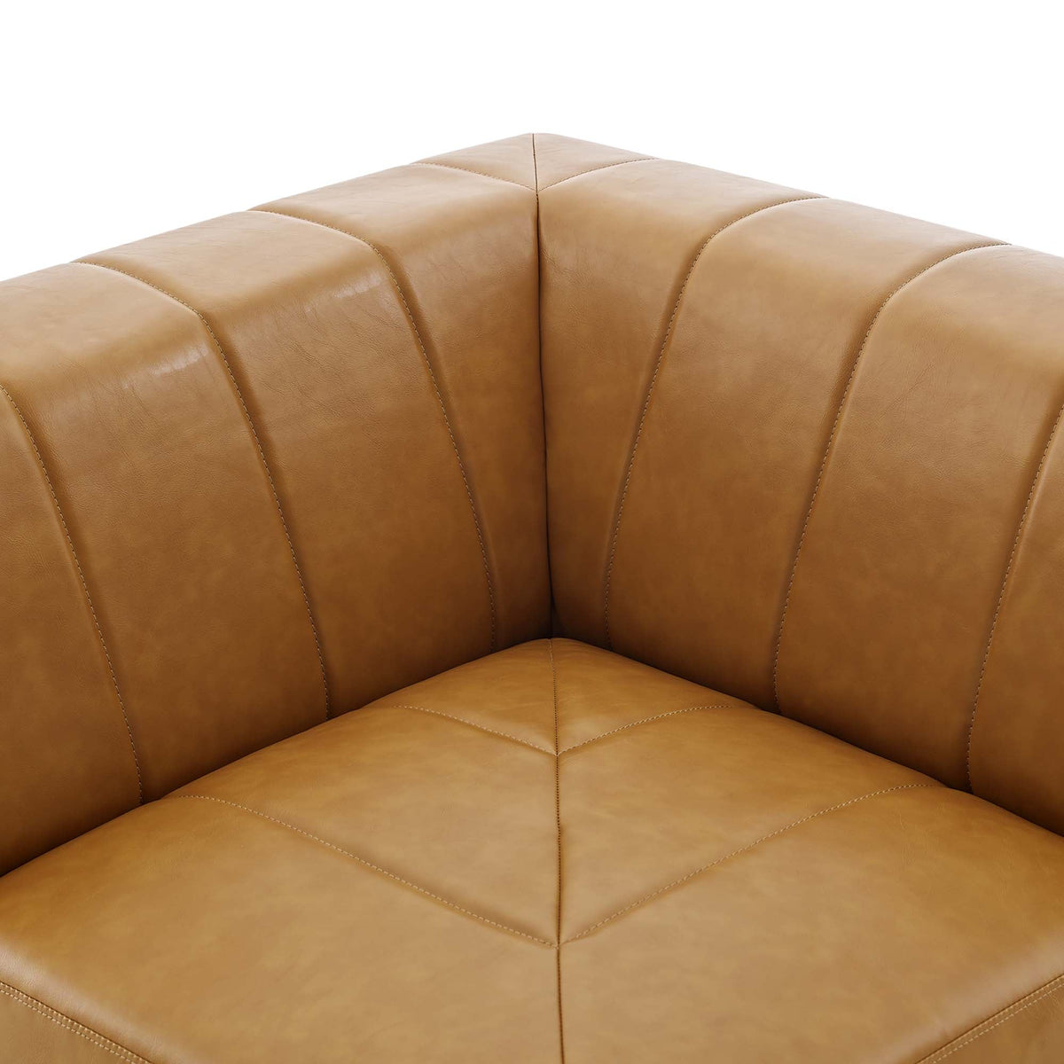 Bartlett vegan leather corner chair by Modway in tan brown with quilted panels on Tampa Home & Garden Store