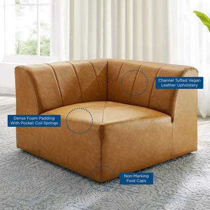 Bartlett vegan leather corner chair in tan brown with channel tufting by Modway on Tampa Home & Garden Store