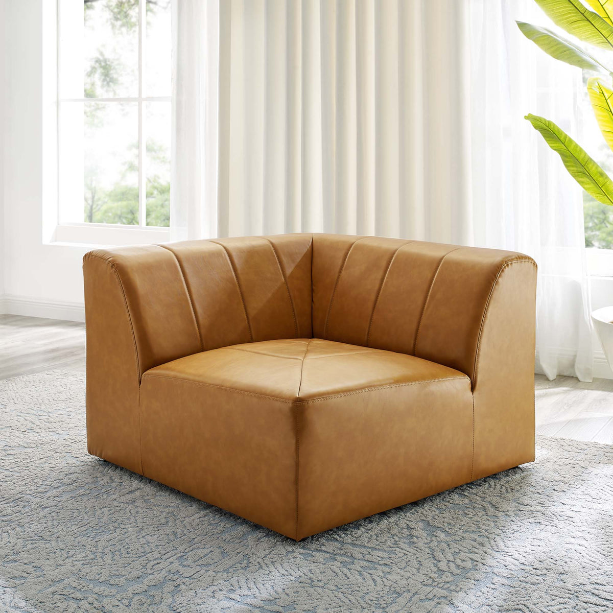 Bartlett vegan leather corner chair, tan, by Modway on Tampa Home & Garden Store