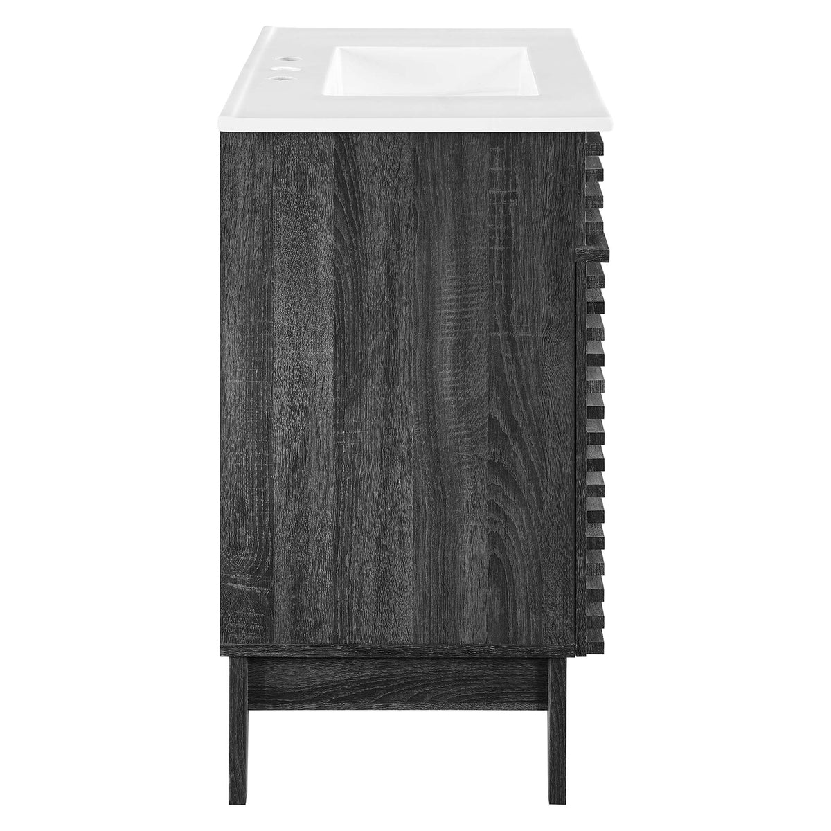 Render Bathroom Vanity by Modway, dark wood base with white countertop and sink on Tampa Home & Garden Store